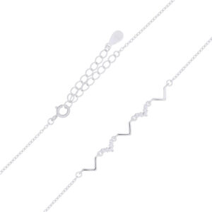 A zigzag cubic zirconia white with 925 silver chain necklace