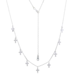 A nine cross hangings on 925 sterling silver chain necklace