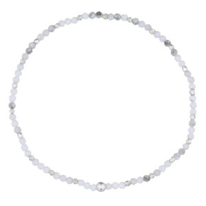 A white howlite stone stretchable silver bracelet