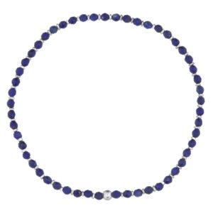 A faceted lapis lazuli stretchable bracelet with 925 silver