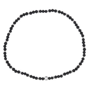 A dainty black agate stone stretchable bracelet