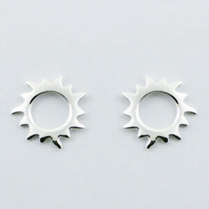 A pair of small trendy open sun sterling silver stud earring