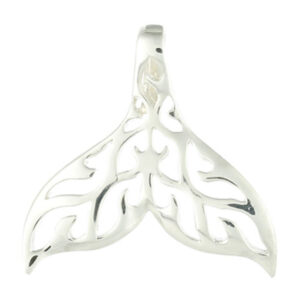 A whale tail ajoure sterling silver pendant