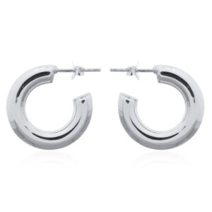 A pair of round tubular sterling silver stud earrings