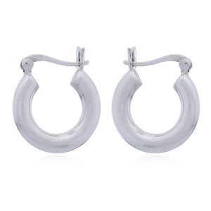 A pair of small tubular sterling silver open circle hoop earrings
