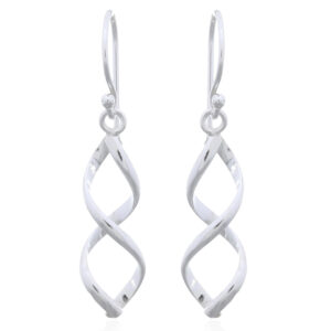 A pair of plain sterling silver earrings dainty twisted danglers