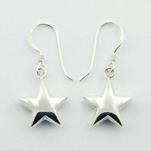 A pair of sterling silver superbly puffed stars dangle earrings