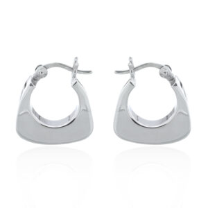 A pair of sterling silver hoop earrings chic trapezium edge finish