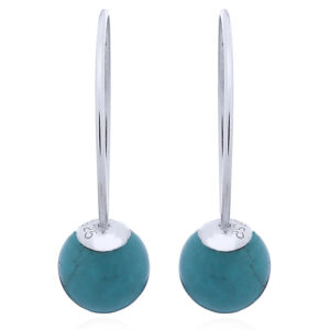 A pair of turquoise beads 925 sterling silver gemstone drop earrings