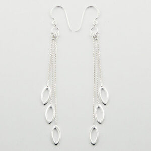 A pair of elegant danglers silver marquise shapes on chains