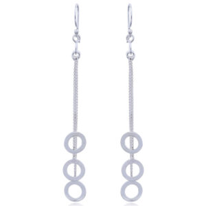 A pair of hoops on chains plain sterling silver chandelier earrings