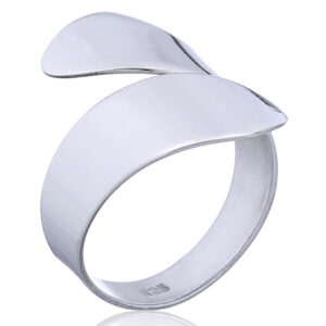 A wide adjustable tapering band sterling silver spiral ring