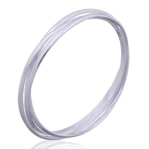 A 925 sterling silver interlocked shiny triple delicate band ring