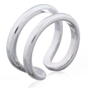 A plain sterling silver band ring double thread