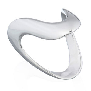 A plain sterling silver designer ring generously shiny curve