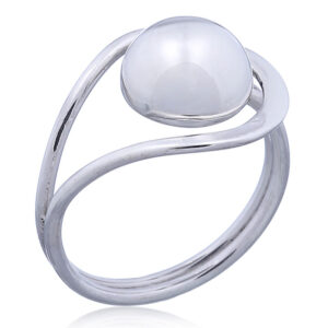 A contemporary silver ring design graceful semi-sphere