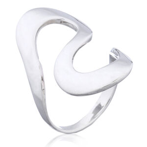 A wavy s shaped shiny 925 sterling silver fashionable designer ring