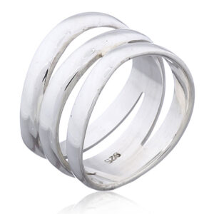 A plain sterling silver ring design exciting triple bands in one