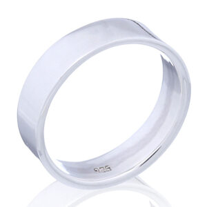 A flat handcrafted silver band ring minimalistic design