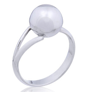 An asymmetrical 925 sterling silver ring shiny 10mm sphere