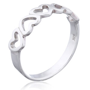 A sterling silver polished open-heart eternity ring