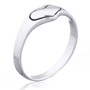 A polished sterling silver 925 engraved heart band ring