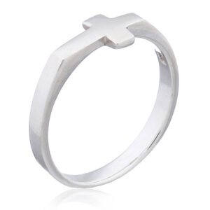 A embedded cross sterling silver ring