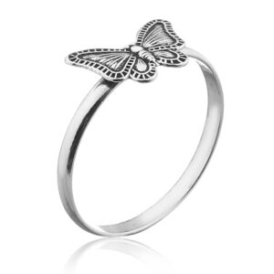 A 925 sterling silver ring tiny stamped butterfly