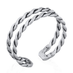 A double band braided sterling silver midi ring