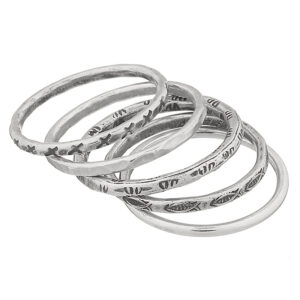 A 925 sterling silver stacked ring set varied textures