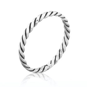 A 2.5 mm sterling silver twisted stackable ring