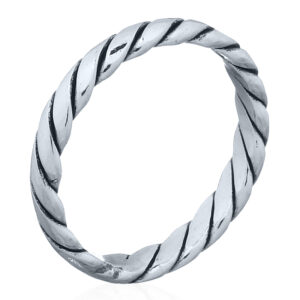 A 3 mm sterling silver twisted stackable ring