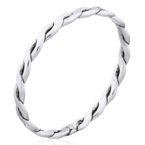 A flat braided 925 sterling silver stackable ring
