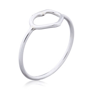 A rounded open heart 925 sterling silver ring
