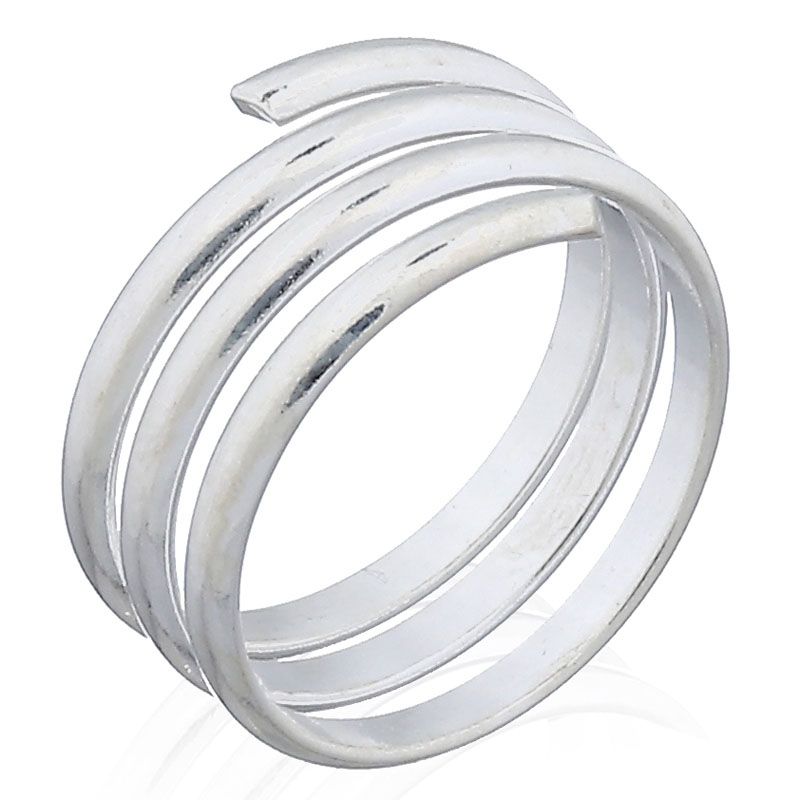 A flat spiral wire 925 midi silver ring