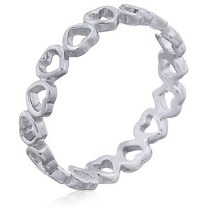 A 925 silver open hearts stacking ring