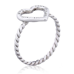 A open heart ring twisted rope in sterling silver