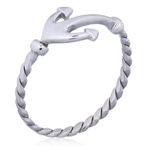 A rope and anchor 925 silver ring