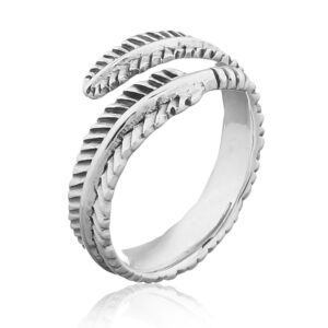 A 925 silver feather arrow open ring