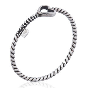 A heart's key ring twisted silver wire