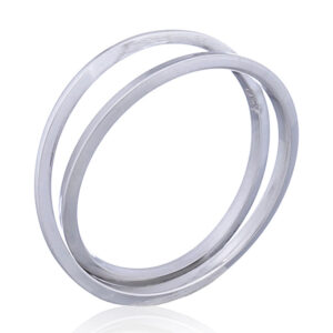 A continuous double loop silver ring