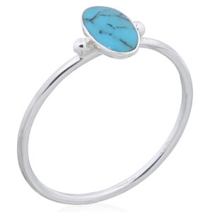 A synthetic green stone long oval shaped 925 sterling silver ring