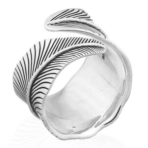A curly 925 silver leaf adjustable ring