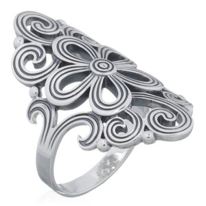 A vintage flower art work silver 925 ring