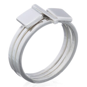 A geometric square stick tri piece plain silver earring