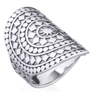 A sterling silver sun mandala woman bulky ring 925 silver