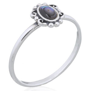 An antiqued abalone shell mirror vendor 925 silver ring