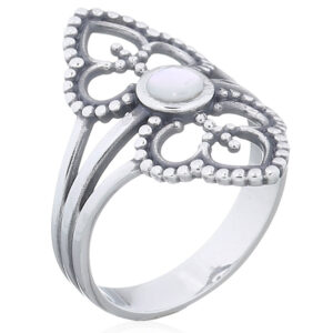 A mother of pearl doubled boho ring sterling silver