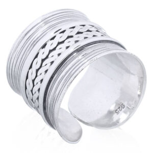 A two wire twists centered band 925 silver ring