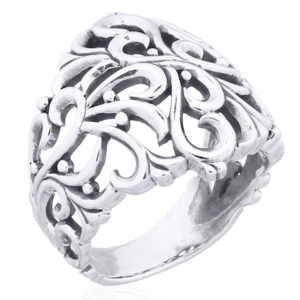 An ajoure intertwined floral 925 sterling silver ring